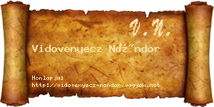 Vidovenyecz Nándor névjegykártya