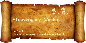 Vidovenyecz Nándor névjegykártya